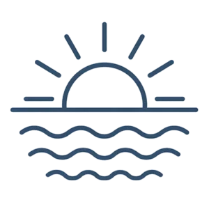 Oceanfront lawn and beach view amenity icon